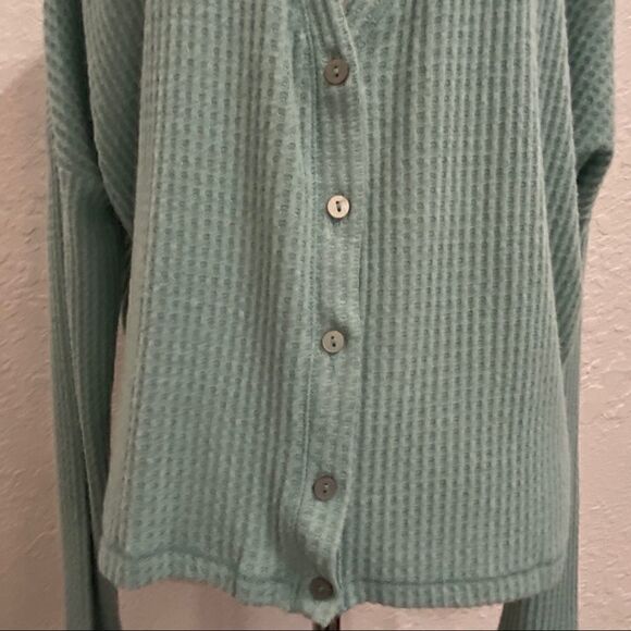 NWT Wild Fable Green Thermal Crop Top Cardigan - Picture 4 of 10